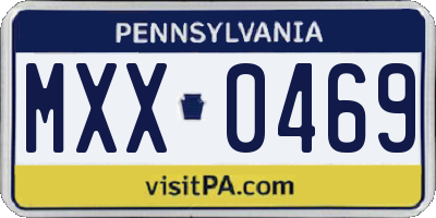 PA license plate MXX0469