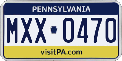 PA license plate MXX0470