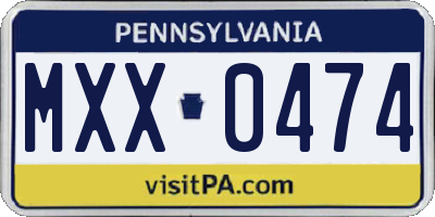 PA license plate MXX0474