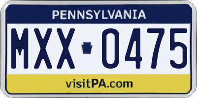 PA license plate MXX0475