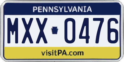 PA license plate MXX0476