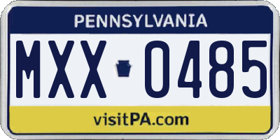 PA license plate MXX0485