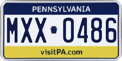 PA license plate MXX0486