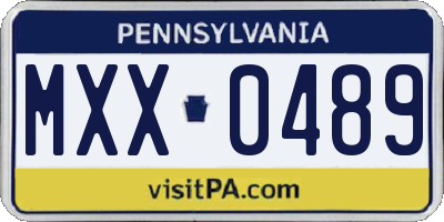 PA license plate MXX0489