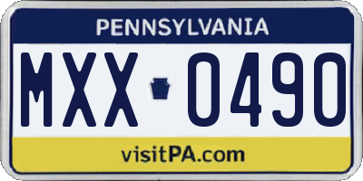 PA license plate MXX0490