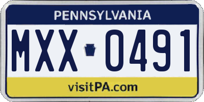 PA license plate MXX0491