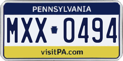 PA license plate MXX0494