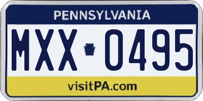 PA license plate MXX0495