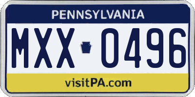 PA license plate MXX0496