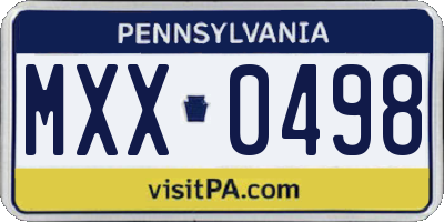 PA license plate MXX0498
