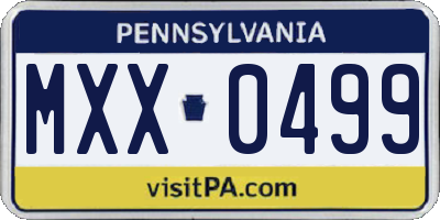 PA license plate MXX0499