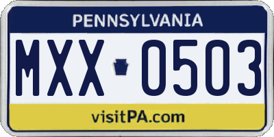 PA license plate MXX0503