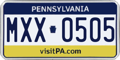 PA license plate MXX0505