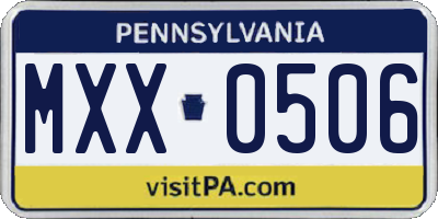 PA license plate MXX0506