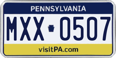 PA license plate MXX0507