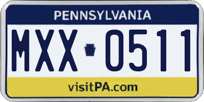 PA license plate MXX0511