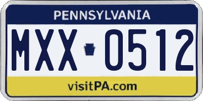 PA license plate MXX0512