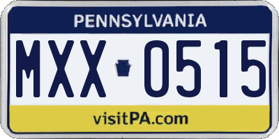 PA license plate MXX0515