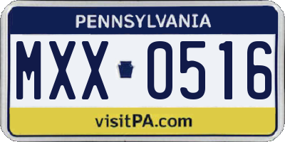 PA license plate MXX0516