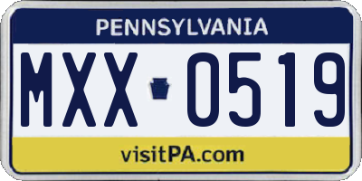 PA license plate MXX0519