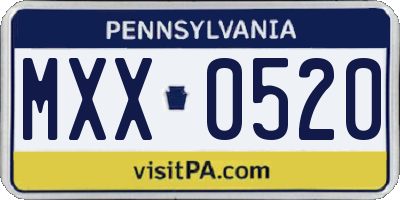 PA license plate MXX0520