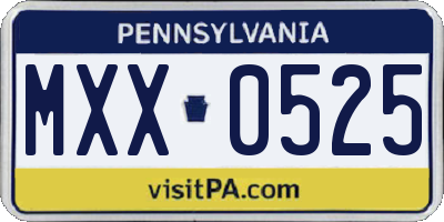 PA license plate MXX0525