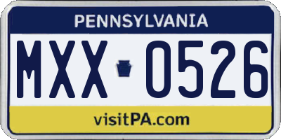 PA license plate MXX0526