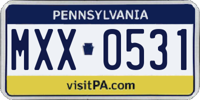 PA license plate MXX0531