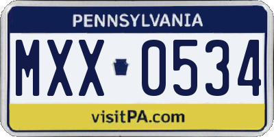 PA license plate MXX0534