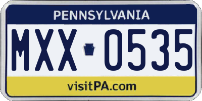 PA license plate MXX0535