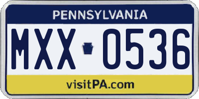 PA license plate MXX0536