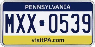 PA license plate MXX0539
