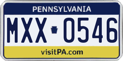 PA license plate MXX0546