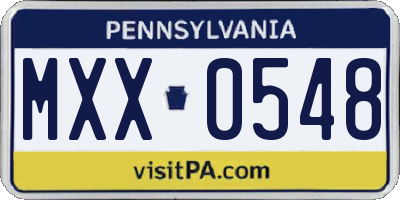 PA license plate MXX0548