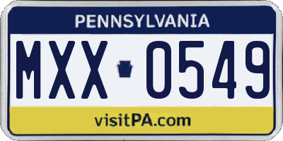 PA license plate MXX0549