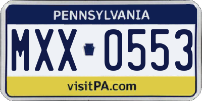 PA license plate MXX0553