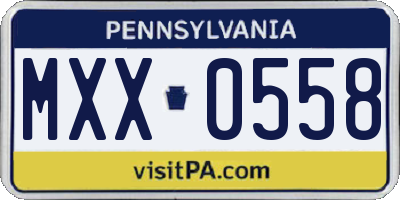 PA license plate MXX0558
