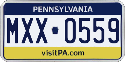 PA license plate MXX0559