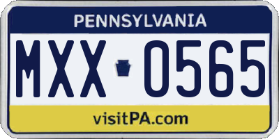 PA license plate MXX0565