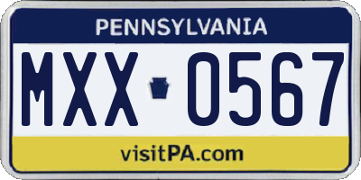 PA license plate MXX0567