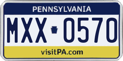 PA license plate MXX0570