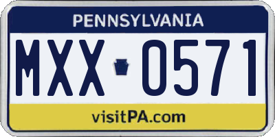 PA license plate MXX0571
