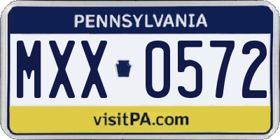 PA license plate MXX0572