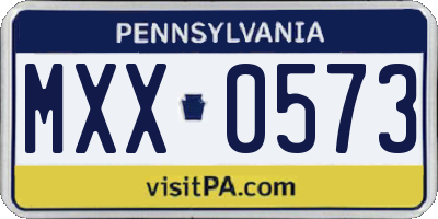 PA license plate MXX0573