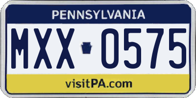 PA license plate MXX0575