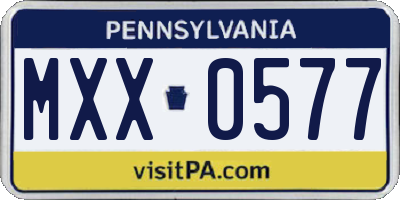 PA license plate MXX0577