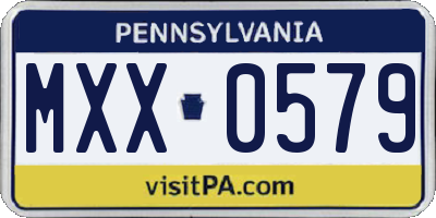 PA license plate MXX0579