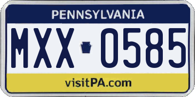 PA license plate MXX0585