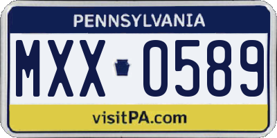 PA license plate MXX0589