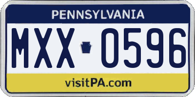 PA license plate MXX0596